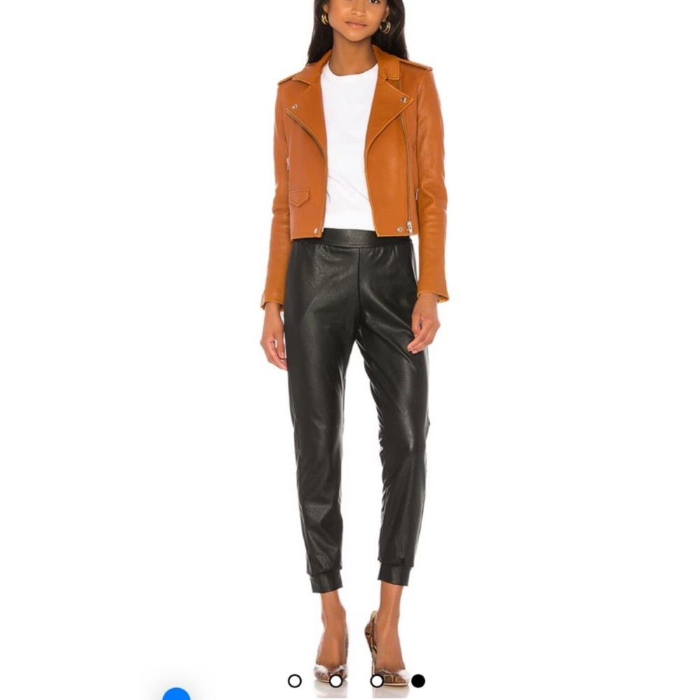 Faux Leather Jogger in Black